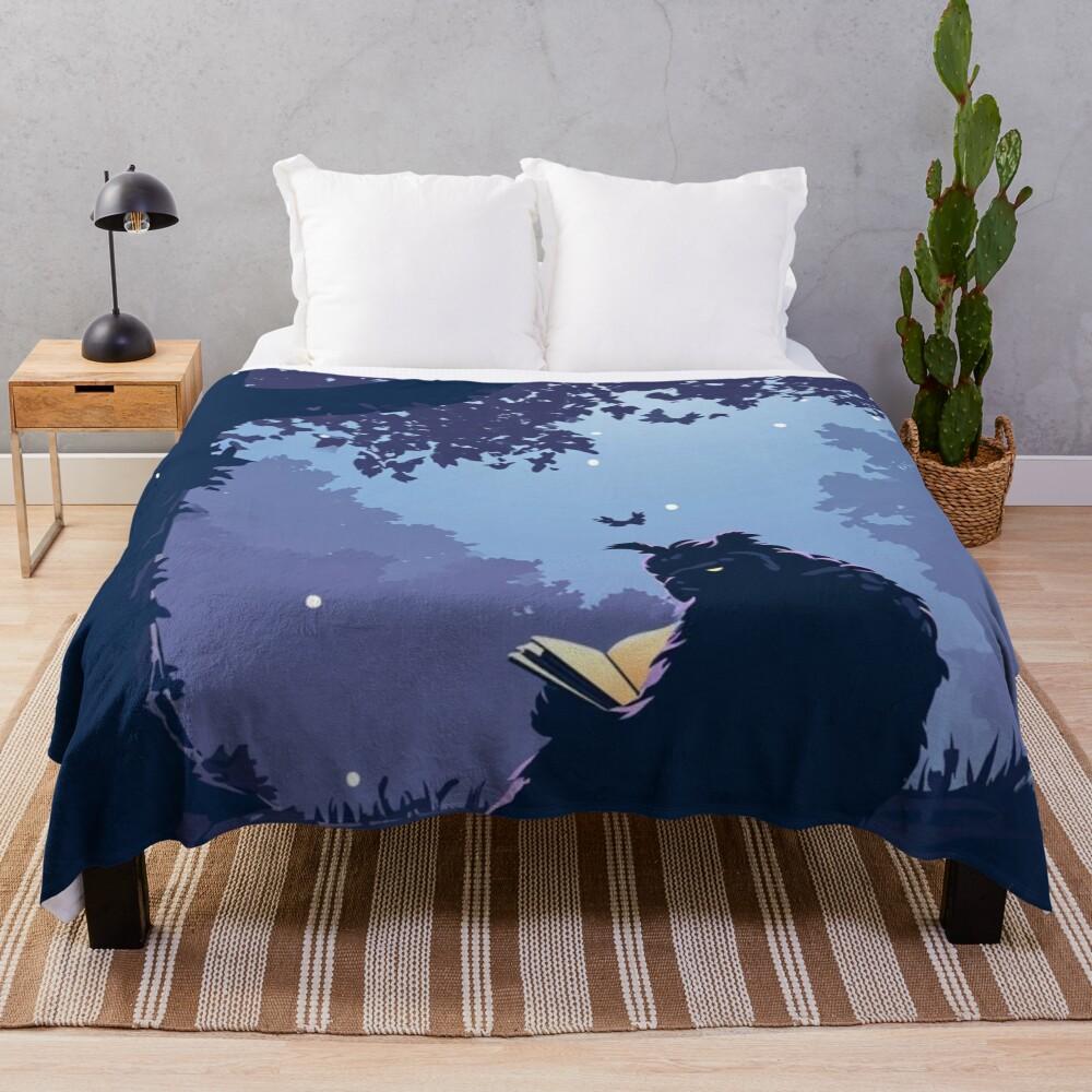 Midnight Owlbear Reading Throw Blanket