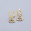 925 Sterling Silver Micro Zircon Eyes Hoop Earrings Female Light Luxury Shiny Golden Earrings