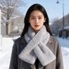 Женский плюшевый зимний шарф, Корея, Высококачественный, Однотонный, Толстый и теплый, Шарф-воротник из искусственного меха кролика