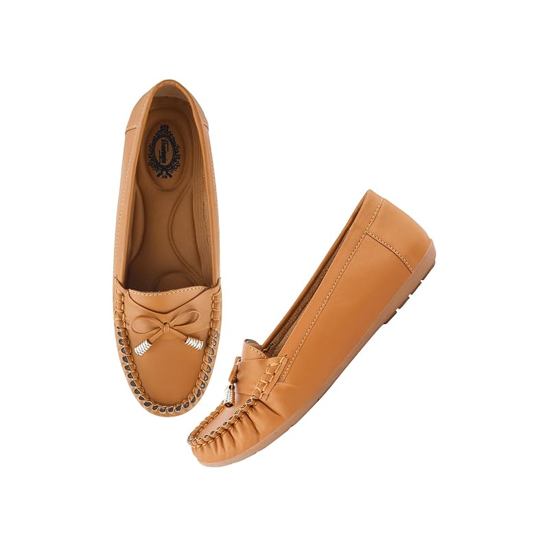 Shoetopia Женские удобные лоферы Коричневые | Мягкие, без шнуровки, повседневные, формальные, на плоской подошве, для офиса, колледжа и путешествий, EU37