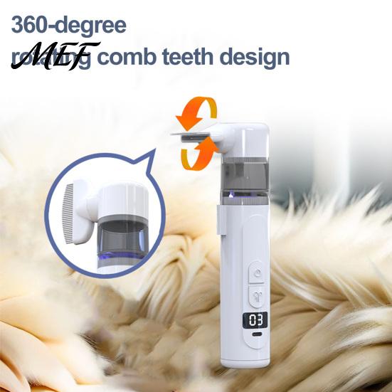 Dog Hair Remover Brush Electric Pet Flea Comb, Grooming with Suction, 3-in-1 Rechargeable Cat Small Collector Tool 360 Degree Rotating