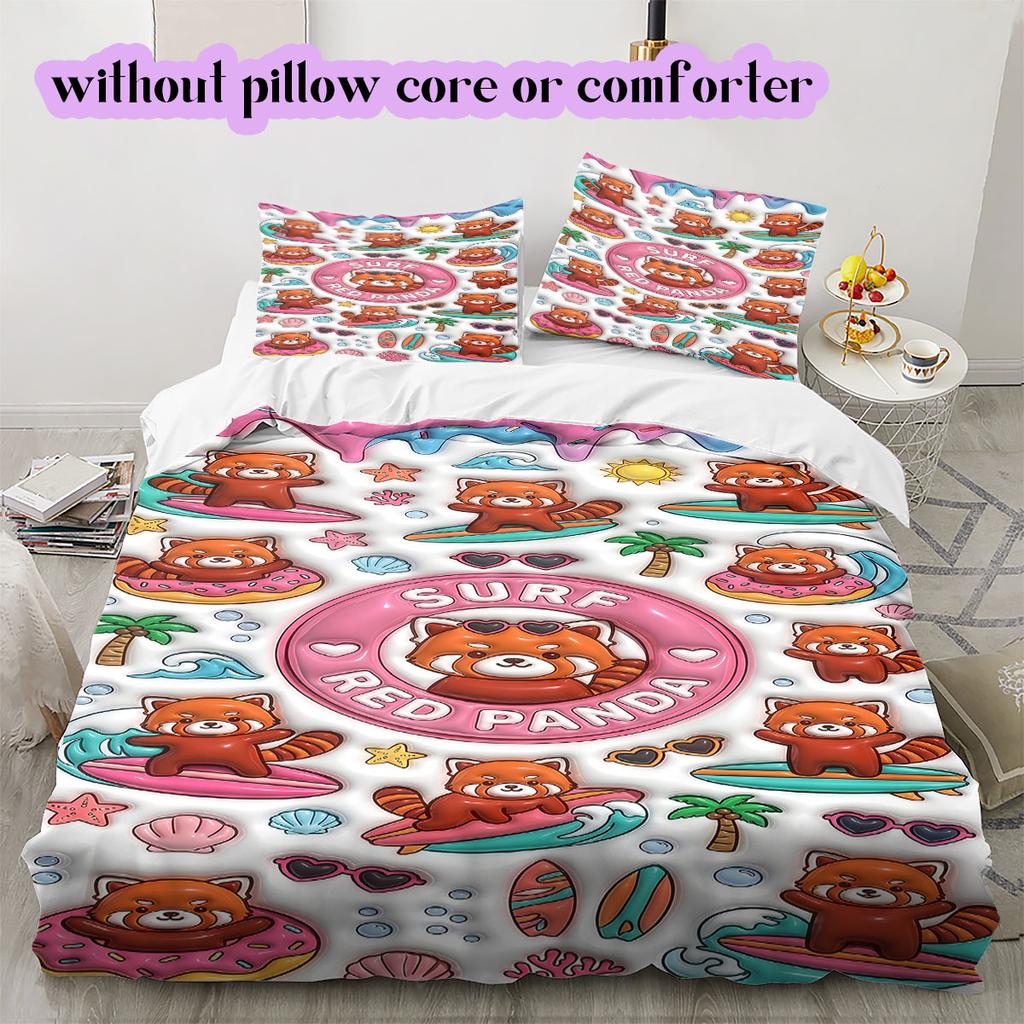 Cute animals surfing Pattern Bedding,Quilt Set Quilt Cover Pillowcase Home Birthday Gift (1*duvet cover+2*pillowcase,without core)