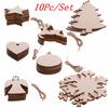 10Pcs/Set Snowflake Star Santa Claus Boots Bells Christmas Tree Hanging Wooden Ornaments Party