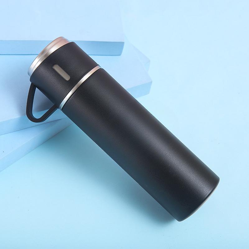 Набор кружек портативный с одной крышкой, однотонная кружка двойного назначения из нержавеющей стали, деловой вакуумный набор прямых чашек