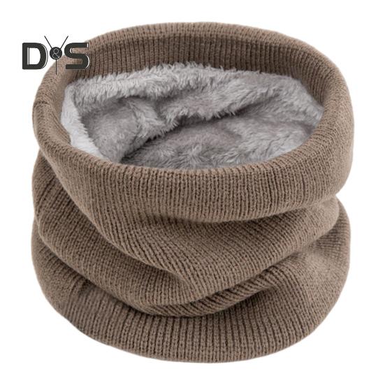 Winter Cycling Scarf Double-Layer Neck Warmer Knit Thickened Fleece Lined Elastic Soft Circle Scarf Neck Gaiter
