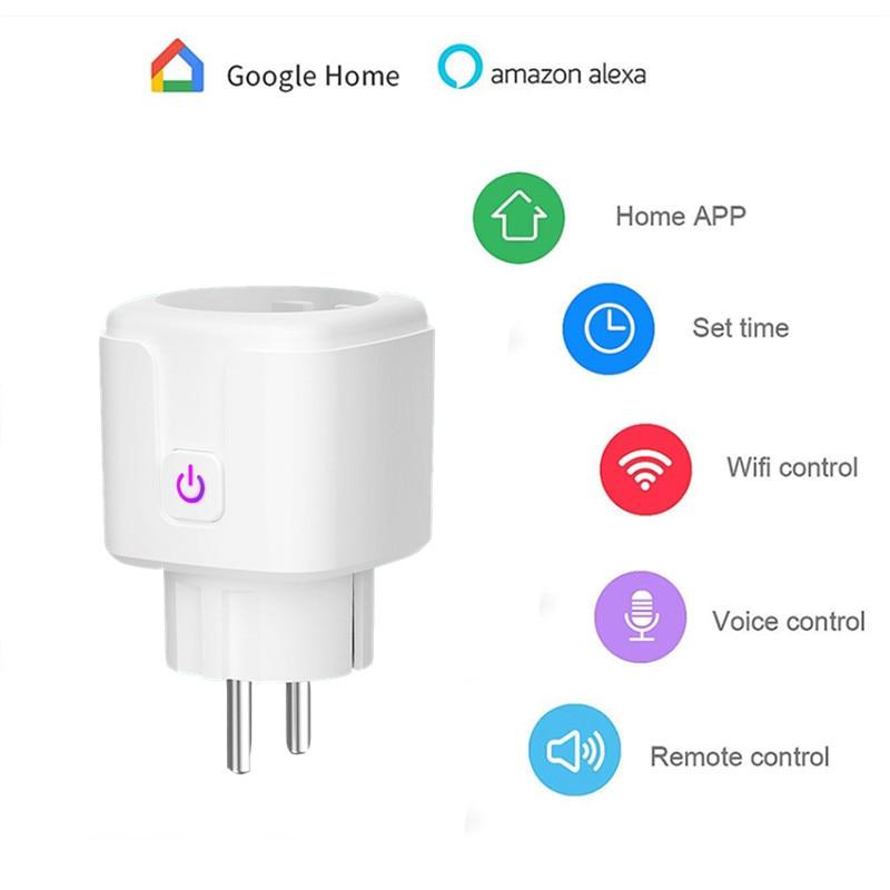 Умная Wi-Fi розетка EU 16A 220V Адаптер Беспроводное удаленное управление голосом Монитор энергопотребления Розетка с таймером для Google Home Alexa
