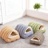 Warm Semi-sealed Pet Bed Checkered Pattern Cat Cotton Nest Winter Cat Bed  for Rabbit Cats