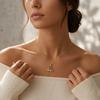 Cute Female Crystal Rainbow Zircon Stone Triangle Pendant Necklace Vintage Gold Color Wedding Jewelry For Women