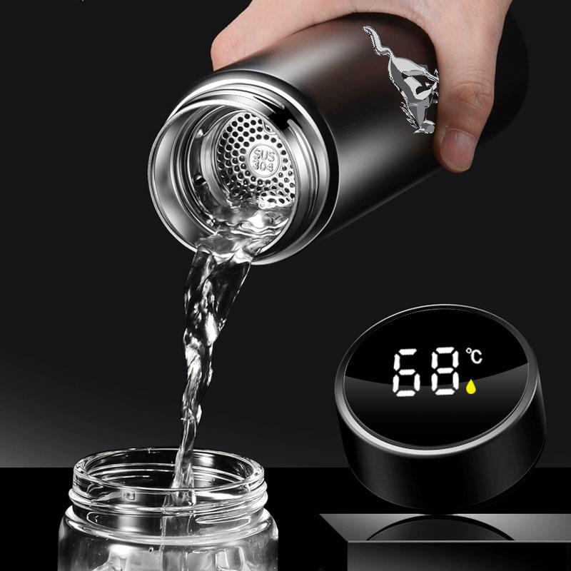 Портативная автомобильная умная бутылка-термос с дисплеем температуры, кофейная кружка для Ford Mustang SHELBY GT 500 350 Convertible V Mach e, водонепроницаемая