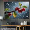 2D Food Photography Backdrop 2D Wet Red Cherries Macro Photo Background for Themed Shoot