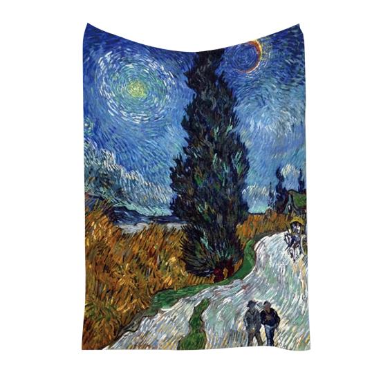 Oil Painting Nap Blanket, Soft Warmth Double-Sided Flannel, Digital Print Shrink-Resistant Machine Washable Office Travel Throw Blanket