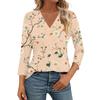 3/4 Length Sleeve Womens Tops V Neck Casual Tunic Tops Basic Shirts Loose Fit Blouse
