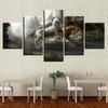 5 шт. Печать на холсте Картины Настенное искусство Холст Абстракт Пара Скачущая лошадь Картины Настенный декор для гостиной Без рамы