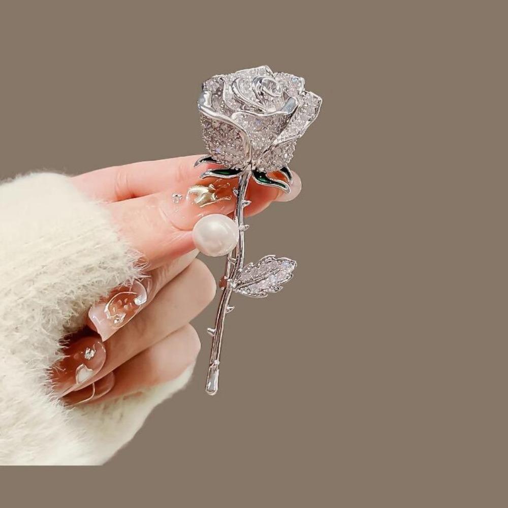 Chinese Style Rose Flower Brooch Elegant Suit Collar Pin Luxury Sense Brooch  Cheongsam Accessories