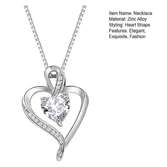 Heart Necklace for Women Love Heart Pendant with Faux Crystal Birthstone Necklace for Mother's Day Anniversary Birthday
