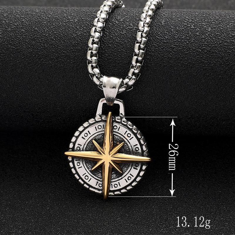 Ожерелье-компас из титановой стали в стиле ретро, аксессуары для ожерелья, ретро-подвеска в стиле панк из титановой стали, мужская подвеска