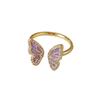 Fashionable Butterfly Adjustable Ring For Women Showcasing Unique Insect Design In Trendy Colors
