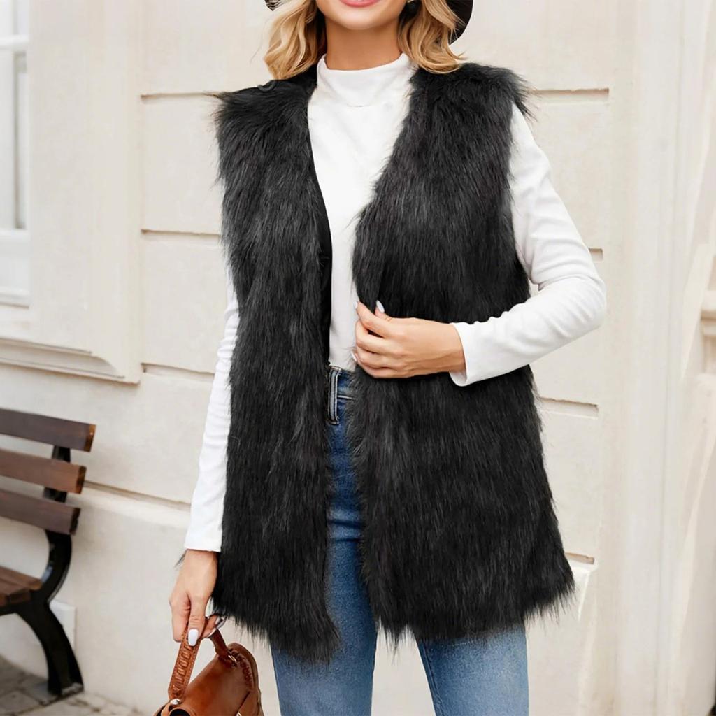 Women's V-neck Faux  Vest Top Faux Vest Coat