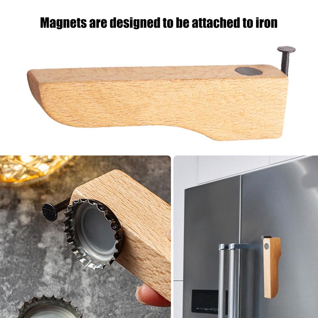 Набор из 5 открывалок для пивных бутылок с гвоздями из массива дерева с эргономичной ручкой, средство для снятия крышек для напитков для домашнего использования, кухонные аксессуары