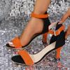 Мода 2024 новый летний Женский сексуальный Мода Высокие каблуки Сандалии Круглый носок Открытый носок Замшевые сандалии Женские Нескользящая Износостойкая обувь