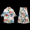 Fashion Style 2024 Summer New Arrival Women's Clothing Stylish Loose Print Shirt High Waist Skirt 2565157