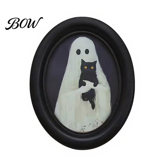 Niche Halloween Wall Decorations Ghost Art, Cute Table Sign, Vintage Oval Framed Decor Picture, Decorative Art for Mantel Living Room Bedroom