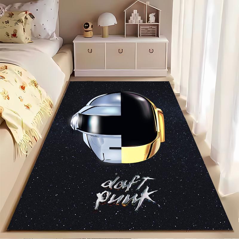 Ковер, Разделенный Серебряно-Золотой Шлем Группы Daft Punk, Звездное Небо, Минималистичный Постер, Декор Мужской Комнаты, Нескользящий Коврик