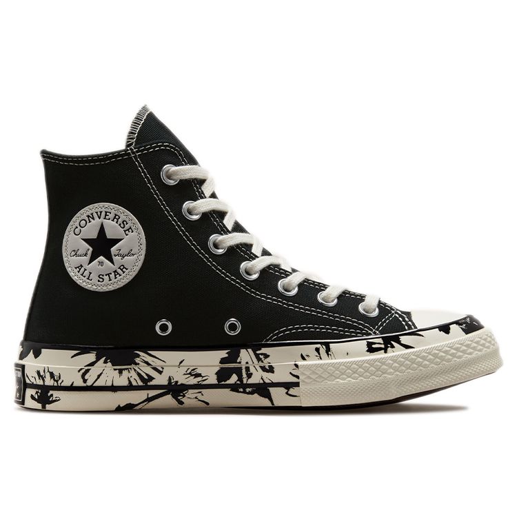 Converse Женские кроссовки Chuck 70 High Hybrid с цветочным принтом черно-белые 571387C