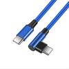 Кабель USB C 60 Вт с Г-образным разъемом, нейлоновая оплетка, для быстрой зарядки смартфонов, планшетов, ноутбуков, передача данных 480 Мбит/с