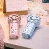 Cartoon Portable 6-Speed USB Rechargeable Handheld Folding Fan with Clip and Ultra-Fast Spray