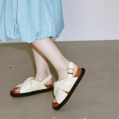 Модные сандалии с открытым носком для женщин, летняя новинка, модная обувь из ПУ кожи на толстой подошве, обувь из сухожилий, простые однотонные уличные балетки для вечеринок