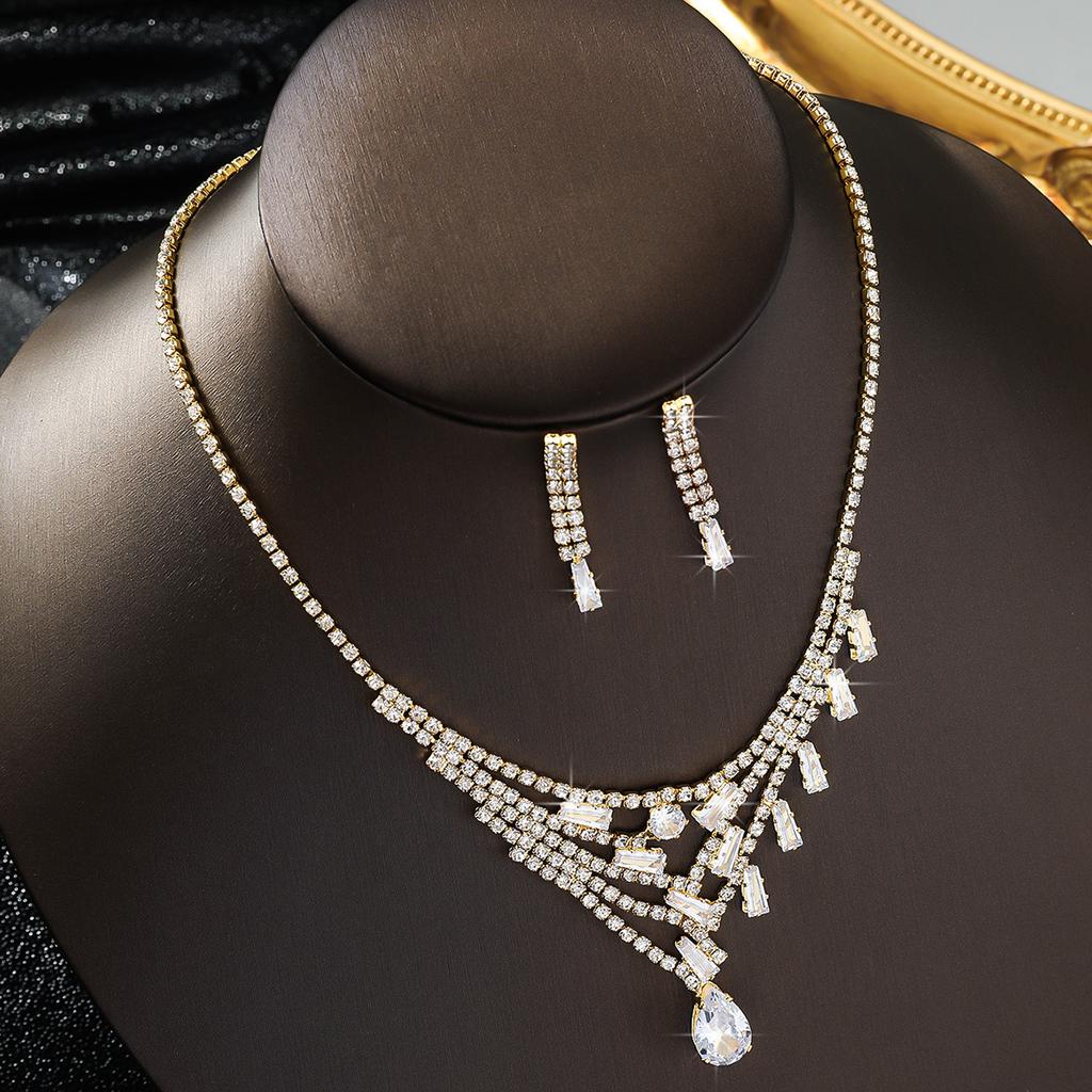 Набор из 3 предметов: женское модное ожерелье с кисточками, серьги, цирконовый набор, подходит для свадьбы, вечеринки, фестивальных подарков