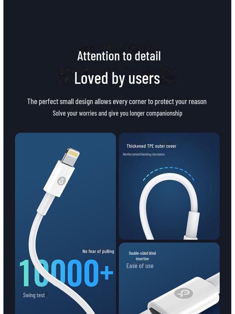 Кабель Biyazi 20W PD для быстрой зарядки Type-C на Lightning, 1,2 м