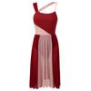 Womens Sleeveless Mesh Shoulder Straps Color Block Leotard Dress Lyrical Modern Dancewear