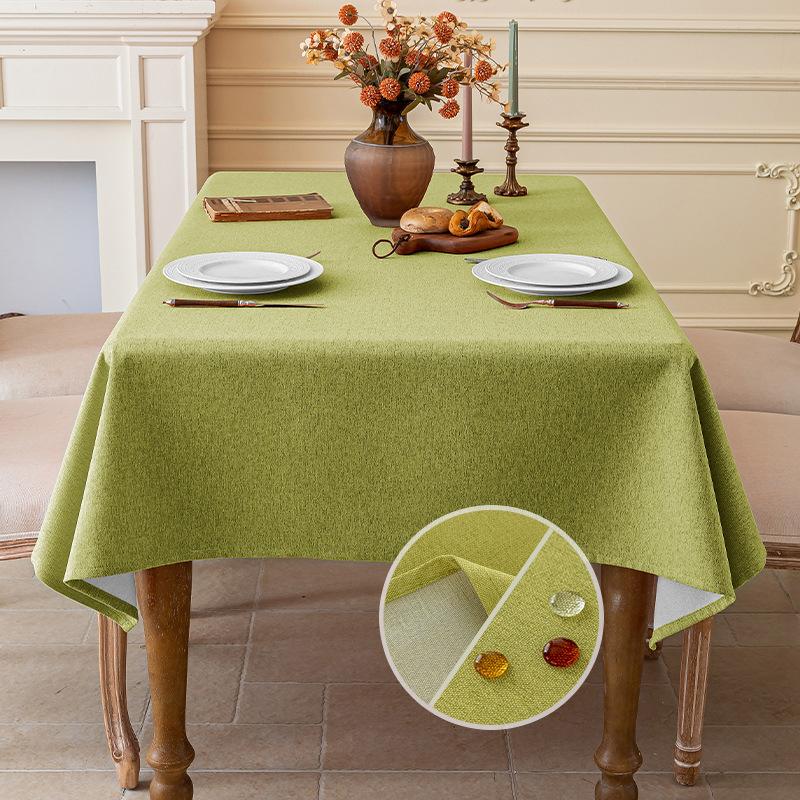 Faux Linen Rustic Reusable Rectangular Table Cloth Cover for Dining Waterproof Waterproof No-wash Dust-proof Coffee Table Cloth