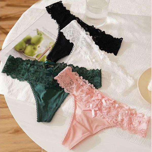 Women's Strap Cross Hollow Thongs Lace Seamless Panties Crotch Cotton Briefs Summer Quick Dry Underwear