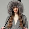 Корейская версия новой шапки из лисьего меха женская осенне-зимняя милая вязаная шапка с мишкой теплая защита ушей меховая шапка показывает маленькое лицо