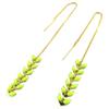 [Q0995] - Серьги ручной работы «Бохо» золотисто-зеленого цвета (колосок пшеницы) - 25х6 мм