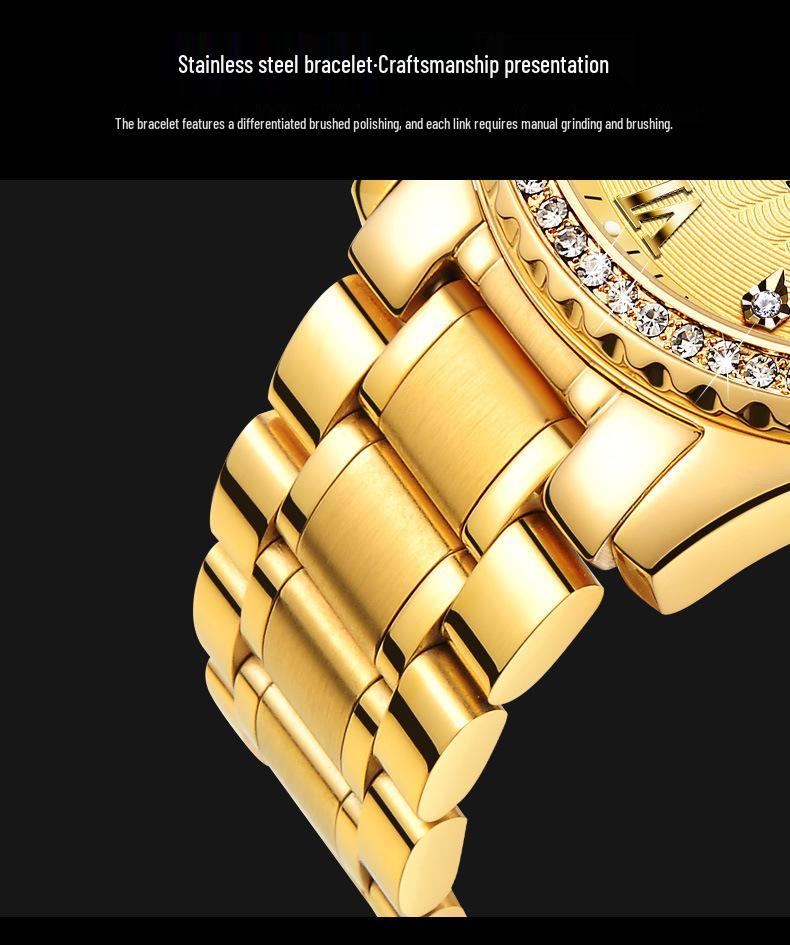 OLEVS Роскошные Золотые Водонепроницаемые Мужские Часы с Бриллиантами