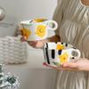 300 мл. Сжатые вручную нестандартные керамические кружки, симпатичные кофейные чашки с цветком клубники, чашка для завтрака, молочная посуда, подарок для детей и девочек