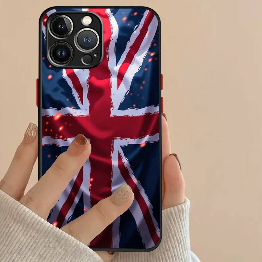 Чехол с флагами США и Великобритании для iPhone X XR XS 11 12 13 14 15 16 pro MAX mini, матовый, противоударный
