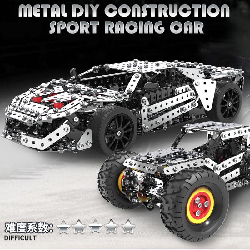 3D Металлический Строительный Блок Набор Креативный DIY Модель Гоночного Внедорожника Винты и Гайки Разборная Машина Детские Образовательные Игрушки