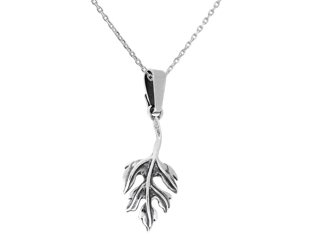 Oxidized Silver Jewelry Set Twig Silver Leaf Set