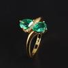 Light Luxury and Elegant Ring 18K Yellow Gold Over S925 Created Emerald Nano Jewelry for Women's Birthday and Party Gifts