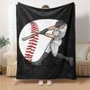 Baseball Action Flannel Blanket Super Soft Warm Cozy Blanket For Sofa Bed Office Travel Allseason Home Decor Gift