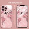 Простая Карта Узор Самолет Розовый Металлик Стекло Чехол для Телефона Для iPhone 17 16 15 14 13 12 11 Pro Max 15 Plus 17Air 16E Чехол