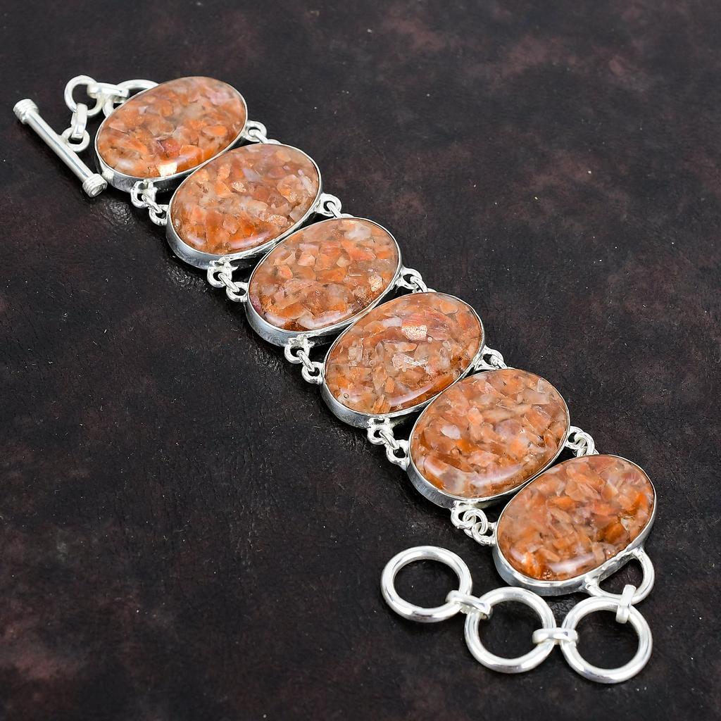 Sunstone bracelet natural gemstone bracelet unique jewelry 925 sterling silver bracelet adjustable chain bracelet handmade bracelet for gift