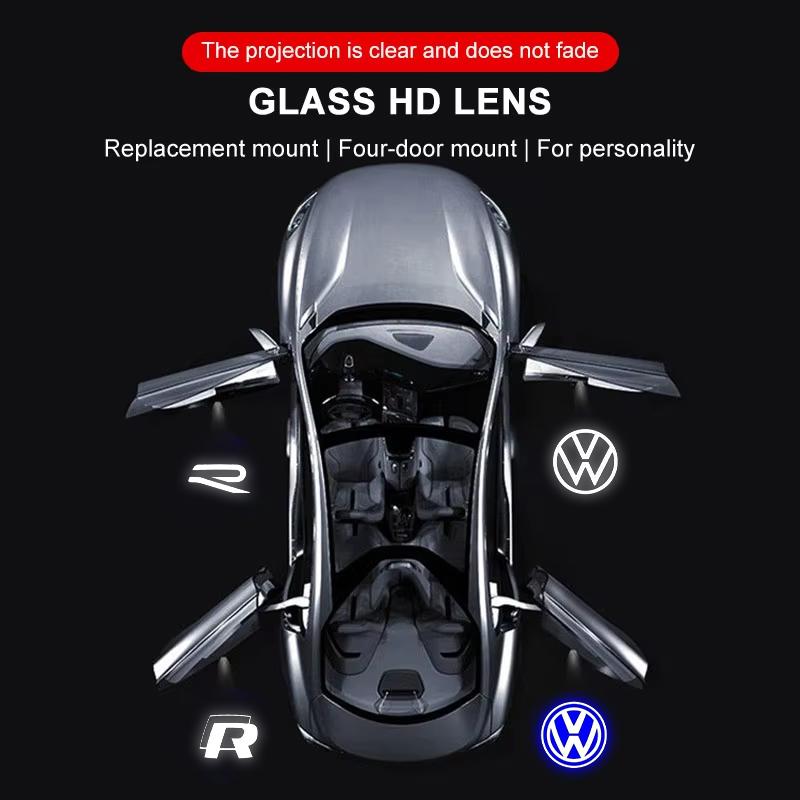 T24For Volkswagen VW R Line GTI Touareg 7P Golf 5 6 7 Jetta MK5 MK7 Passat B6 B7 B8 B9 CC Tiguan LED Car Door Light Projector Lamp