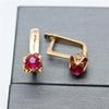 Classic Trend Red Gem Earrings for Women Long-style Copper Plated Rose Gold Vintage Fine Earings Zircon Copper Plated Rose Gold