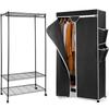 AZAKBL Clothes 92cm Wide X 46cm Deep X 173cm with Cover and Steel Coat Clothes Storage Rack, High, Wardrobe/Closet, Casters, Rack, Metal, Slim,